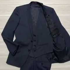 極美品✨m.f.editorial スリーピース ビジネス スーツ 紺 微光沢