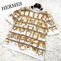 エルメス✨ Tシャツ 半袖カットソー シェーヌダンクル 金具 ホース柄 XL