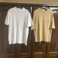ヘインズ モックネック　ジーユーオーバーサイズクルーネック Tシャツ 2色セット