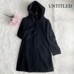 UNTITLED フーデットコート ウール ミドル丈 ブラック 2