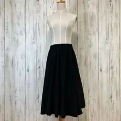 ゴムウエスト シンプル ロングフレアスカート