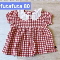 futafuta 赤チェック　チュニック　80cm 半袖カットソー