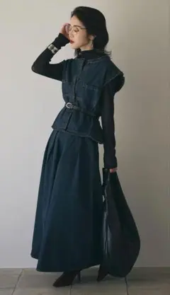 新品未使用品 ANDREA&Co AUBREY ベルト付デニムセットアップ
