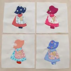 G アップリケキルトトップ スーちゃん 4枚 ハンドメイド