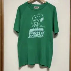 スヌーピー Tシャツ L グリーン USED 古着