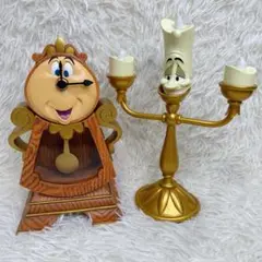 【美品】Disney 美女と野獣 コグスワース ルミエール 置物セット
