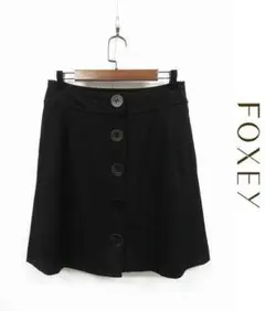 G201/ FOXEY ひざ丈スカート 前開き ストレッチ 40 L 黒