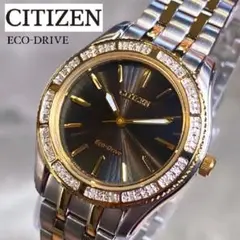 定価6.5万円【シックな黒×24粒ダイヤ!】新品CITIZENレディース腕時計