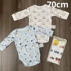 値下げ❁⃘ ユニクロ 新品未使用あり ボディスーツ 長袖肌着 70cm 3枚セット