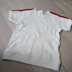 ÉCOLE 半袖服 ホワイト 赤ストライプ　LL