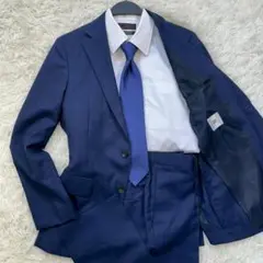 良品✨ スーツセレクト ネイビー チェック セットアップ A4 Sサイズ 背抜き