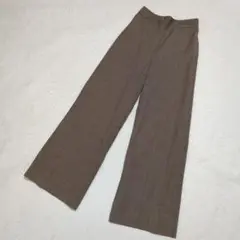 GU　グレンチェック柄　ブラウン系　レディース　Mサイズ　ワイドパンツ