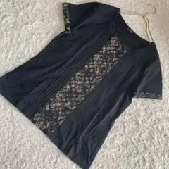 DAKS レースTシャツ ブラック 40 キレイめ オシャレ 大人 上品
