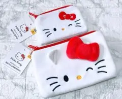 【日本未発売】韓国限定　Hellokittyハローキティ　ポーチ大小2点セット②