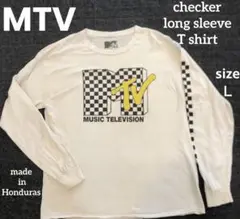 MTV チェッカー　ロンT ホンジュラス製　Ｌサイズ