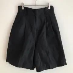 ✨麻素材✨ オードリーアンドジョンワッド 【M】 ハーフパンツ 黒 ハイウエスト
