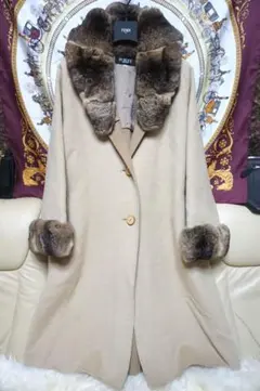 フォクシー FOXY チンチラ毛皮 カシミア素材2TONE ダブルフェイスコート