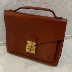ベタなし ルイヴィトン モンソー ケニアブラウン ハンドバッグ VI1912