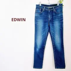 美品　EDWIN　エドウィン　スキニーデニム　綿　ウォッシュ加工　やぎ革
