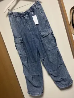 新品　デニム風　カーゴパンツ 3L