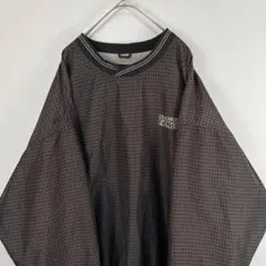 USA古着 la loving 総柄 ナイロンプルオーバー 刺繍 企業系