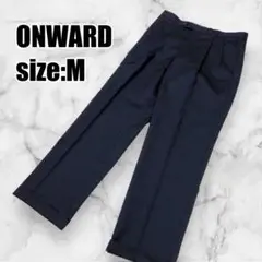 【オンワード樫山】カシミアブレンド スラックス ダブル A5 ネイビー 美品