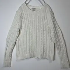 【美品】90S LLBEAN ケーブルニット ホワイトS ビンテージ