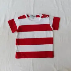 agnis b. 赤と白ストライプ Tシャツ 2 ans