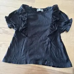 フリル付き　ブラックTシャツ 120