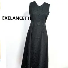 EXEKANCETTI CINQ MILANO刺繍入り黒ノースリーブワンピース