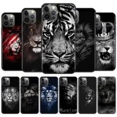 iPhoneケース　スマホケース　ソフト　iPhone15pro　黒　ライオン