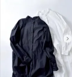 gauze♯ ノーカラーワンピース ロングワンピース ホワイト