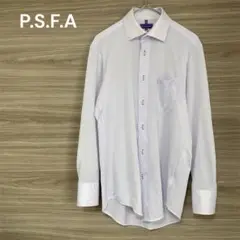 P.S.FA【M】 ホワイト ×パープル　長袖ワイシャツ 39-80