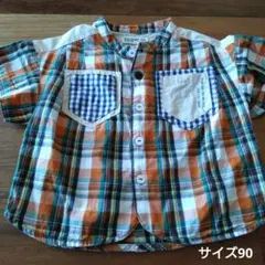 RAG MART チェック柄ノーカラーシャツ