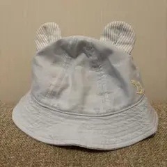 水色 耳付き 帽子 動物刺繍