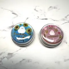 6039☆ シマエナガ　クリームケース　アルミ缶　5ml　レジン　ハンドメイド