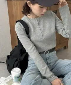 【8/31(日)まで最終値引き】【美品】ワッフルボーダー長袖Tシャツ