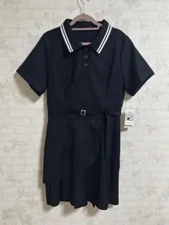 ポロライクプリーツミニワンピース