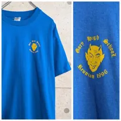 Tシャツ　青　L シングルステッチ　1996年高校同窓会