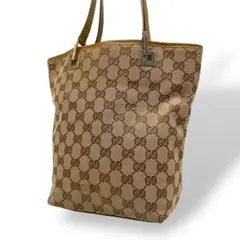 GUCCI グッチ トートバッグ GGキャンバス レザー A4　ベージュ