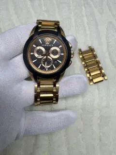 VERSACE ゴールド ブラック クロノグラフ