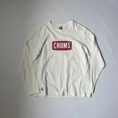 チャムス 長袖 ロングtシャツ ロンt L ロゴ 白 ホワイト アウトドア