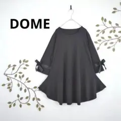 【ドーム】 チュニック　サイズ不明　黒　袖口リボン　フレア　韓国製