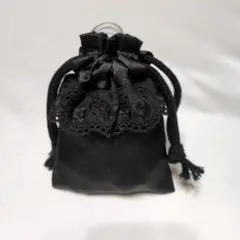 巾着フリル約横10縦10黒フリル