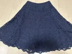 ANAYI ネイビー レースフレアスカート 36