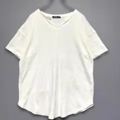 tm-party 美品　オフホワイト Vネック Tシャツ 半袖　夏でも着れる