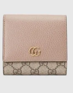 グッチダブルGウォレット ダスティピンク レザー&GGスプリーム