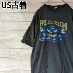 US古着 Tシャツ 半袖 ゆるだぼ 英字プリント アロハ ブラック