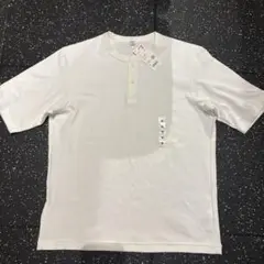 ユニクロ ドライワッフルヘンリーネック Tシャツ M ホワイト