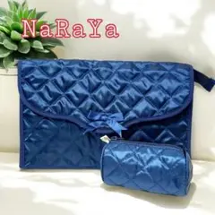 NaRaYa ハンドバッグ　ポーチセット　ブルー